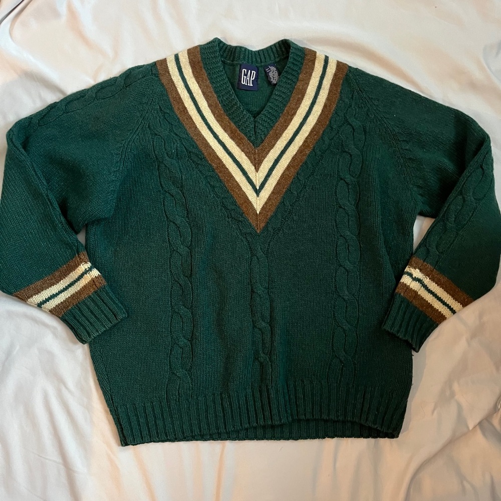 vintage gap wool varsity polo sweater